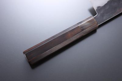 Octagonal ebony handle with buffalo horn ferrule for Santoku knife [Nashiji]