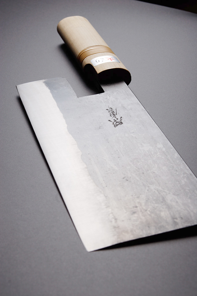 Noodle cutting knife　[Kurouchi Double edge]