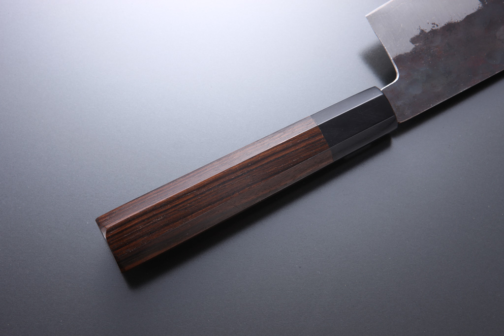 Nakiri knife [Denka] + Octagonal ebony handle with buffalo horn ferrule
